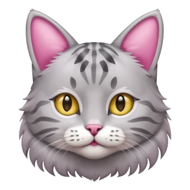grey tabby cat: pink ears fur sticker