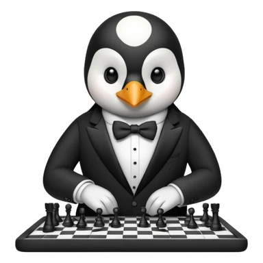 Pinguin playing chess sticker