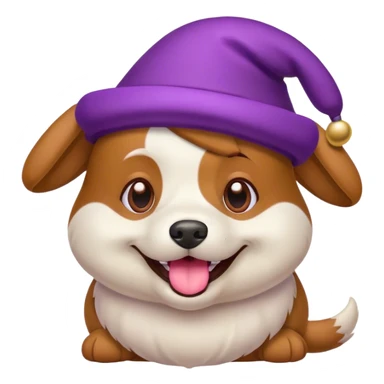 Dog with eggplant hat sticker
