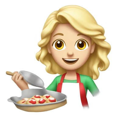 A long blonde haired girl baking Christmas cookies sticker