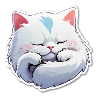 sleepy white cat sticker