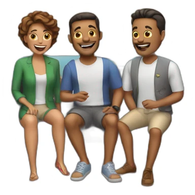 3 males, 1 female, on a cruise, having fun sticker