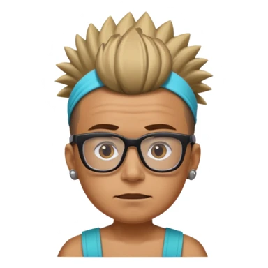 extreme mohawk person face headband glassess sticker