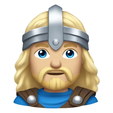 Viking, blue clothes, light blonde hair, silver helmet, blue eyes, muscular sticker