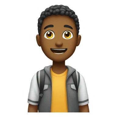 Boy in front of college  sticker