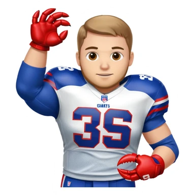 #15 New York giants player holding a crab sticker