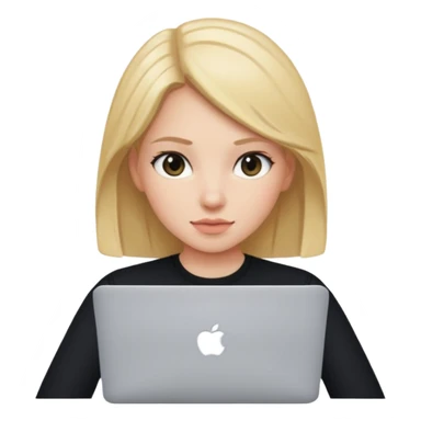 a girl using the mac book air with black sticker