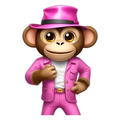Monkey with hat glazzes a shirt and pants and pink shoes and a rubes cube in hes hand glazzes sticker