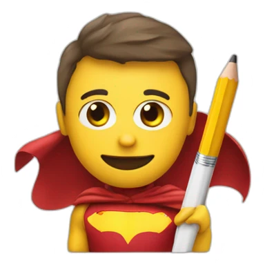 superhero pencil wearing a spain flag sticker