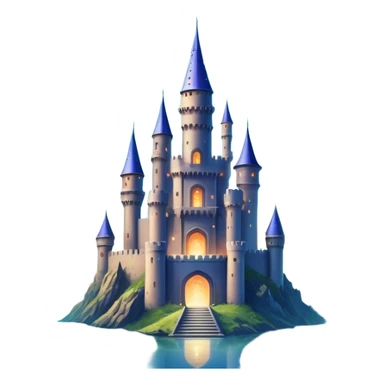 Icon for Fantasy and Sci-Fi Movies: A magical collage with flying dragons. futuristic spaceships and UFOs. Stars and planets shimmer in the background with a mystical castle Hogvards an ancient wizard and robots. The atmosphere is epic, otherworldly and adventurous. Transparent background. sticker