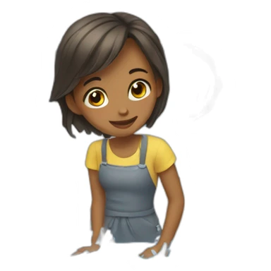 girl washes the floor sticker