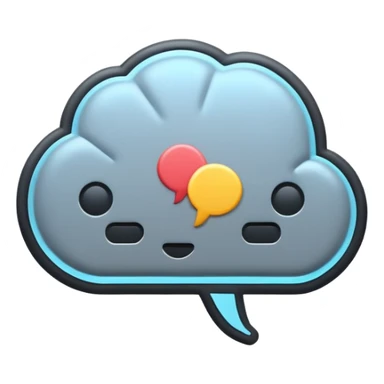 Minimalistic flat vector icon, iOS style, thin black contour on white background. Chat bubble with small AI brain symbol inside. Clean, no text, no shadows sticker