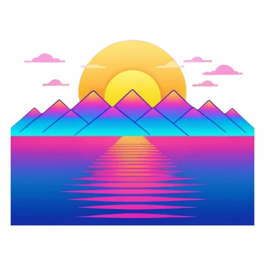 neon sunrise line drawing sticker