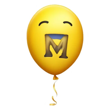 yellow bouncy balloon with letter M instead of handles, with holes like cheese sticker