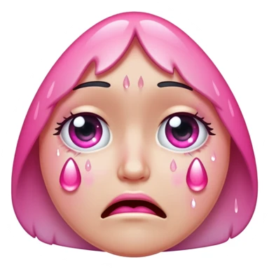 Crying face pink sparkly tears sticker