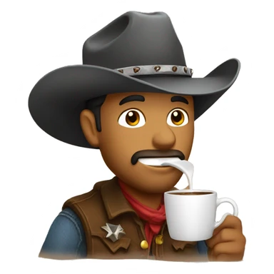 Cowboy drinking coffee sticker