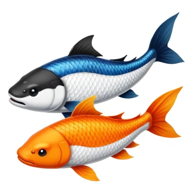 Creo dos pezes koi, como el Jim y el jam, una todo balcón y el otro todo de negro, de una perspectiva desde arriba. sticker