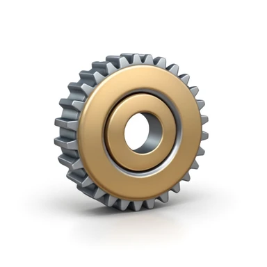 High-quality 3D emoji of a metallic silver gear, Apple iOS emoji style, realistic shading, soft shadows, glossy and rounded, centered on white background, 4K resolution sticker