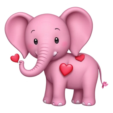 une éléphant rose amoureux avec des coeurs sticker