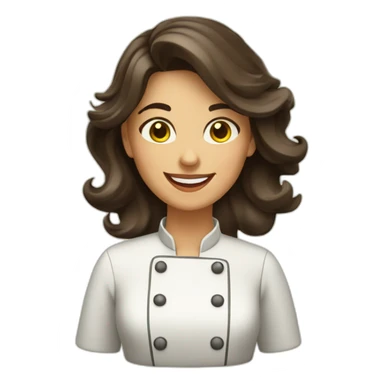 happy spanish woman chef long wavy dark brown hair hazel eyes yellow tone skin  sticker