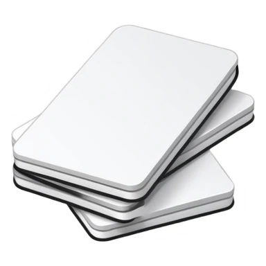 stack of two white flashcards, top card offset, thin black outline, faint shadow, minimal sticker