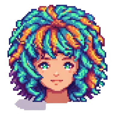 clown's wig only, no clown, pixel art style sticker