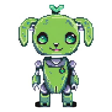 cute GIR robot from Invader Zim in green dog costume sticker