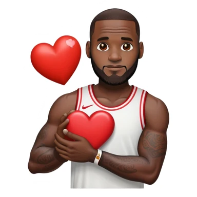 lebron james holding heart sticker