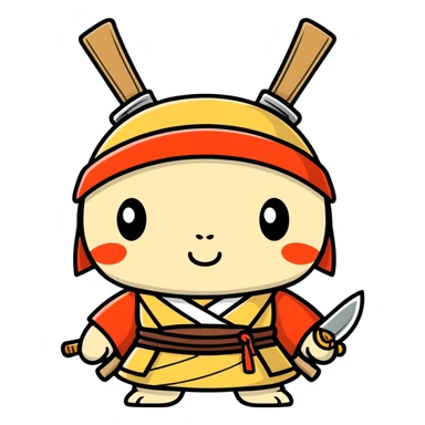 A peanut wearing samurai clothing  sticker
