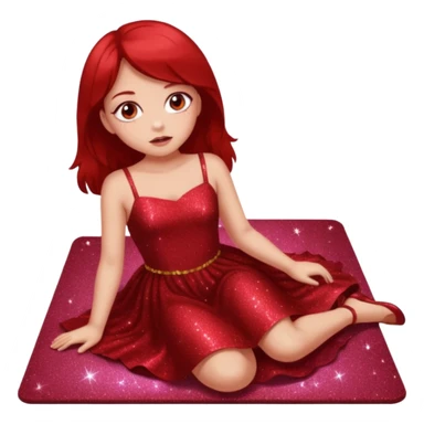 red glitter girl with eyes lying on the floor sticker