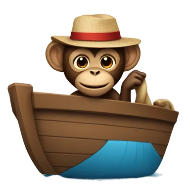 Monkey on a boat with a hat sticker