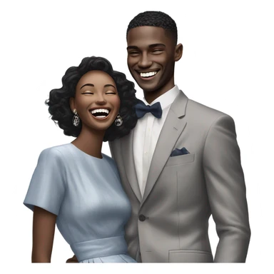 Hyper Realistic beautiful dior model laughing with a handsome male model  sticker