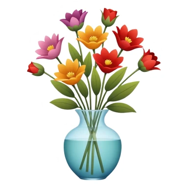Minimalistic flat vector icon, iOS style, thin black contour on white background. Flower bouquet arranged in a simple vase. Clean, elegant, no text, no shadows.
 sticker