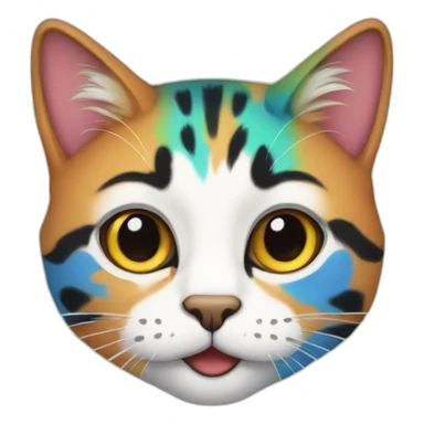 Multicolor cat  sticker