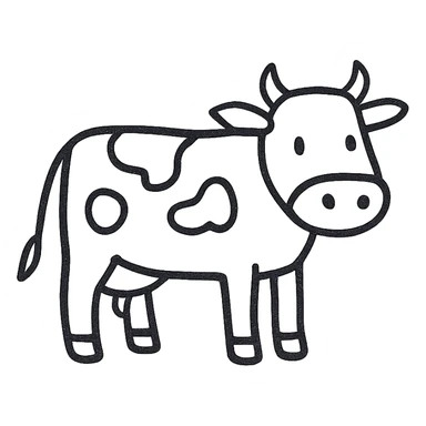 simple outlined cow hand drawn style sticker