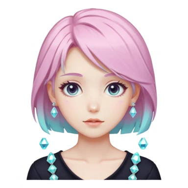 Gorgeous Beautiful Anime-Pastel-Lady with crystals aesthetic sticker