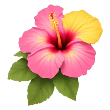 yellow and pink hibiscus flower sticker