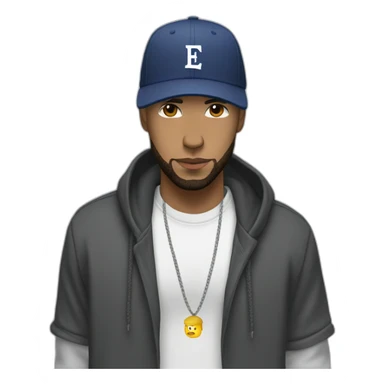 Eminem with beard look & wearing a kangol hat with hoodie cap on sticker