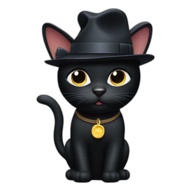 a black cat with a hat on a plane sticker
