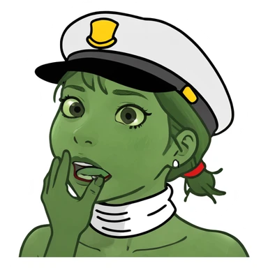 A girl choking herself with her hand on her neck in a funny way sticker