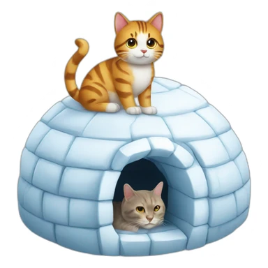 igloo with cat on top of it sticker