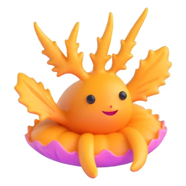 Change the nudibranch to a different species, keeping the 3D emoji art style. Make it detailed and cute with soft curves, on a transparent background. sticker