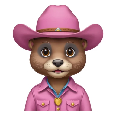 pink cowboy otter sticker