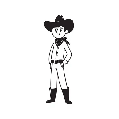 cowboy character, hand drawn doodle style sticker