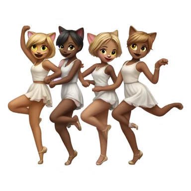 5 girls cats dancing sticker