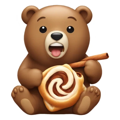 bear eating a cinnamon roll sticker
