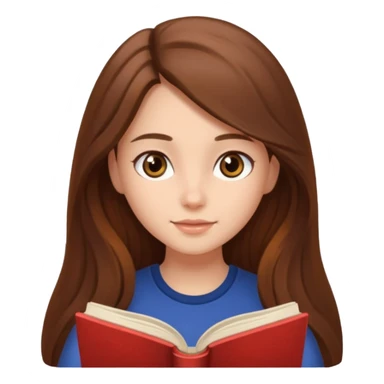Cozy girl with long brown hair and brown eyes reading  sticker