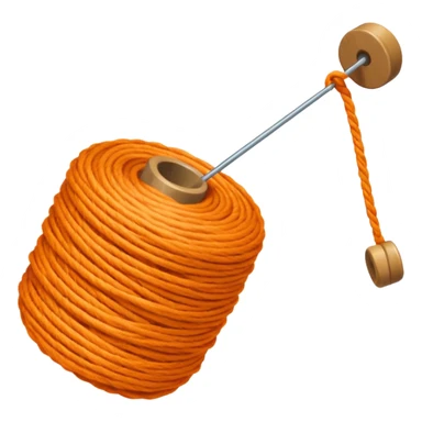 orange yarn on a bobbin sticker