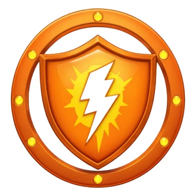Orange shield with lightning sticker