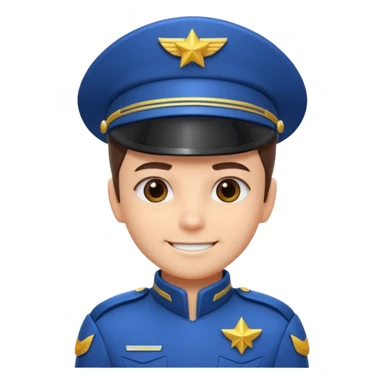 cute spaceship captain portrait, head and shoulders only, futuristic captain uniform collar, captain badge, confident smile, 3D cartoon, mobile game icon style, clean background, no text, no watermark
 sticker